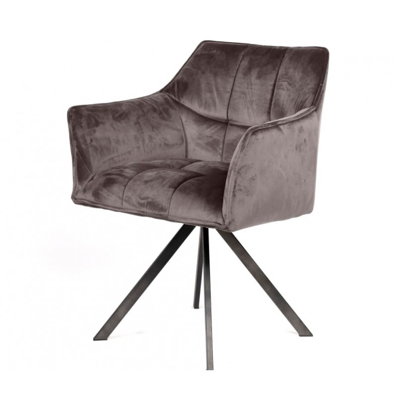 ZI Armchair Anthracite velvet grid rotatable